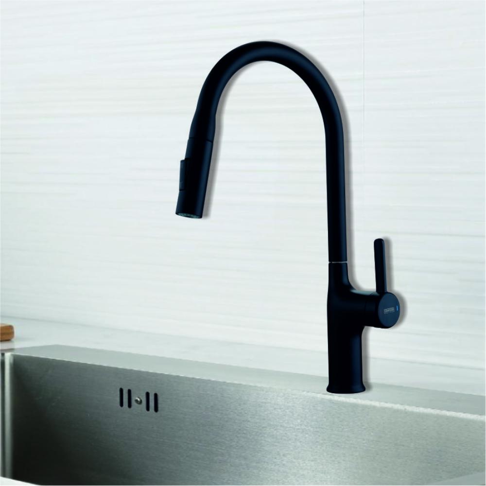 Single Lever Mixer for Kitchen Sink With Side Lever  & Pullout High Movable Spout 